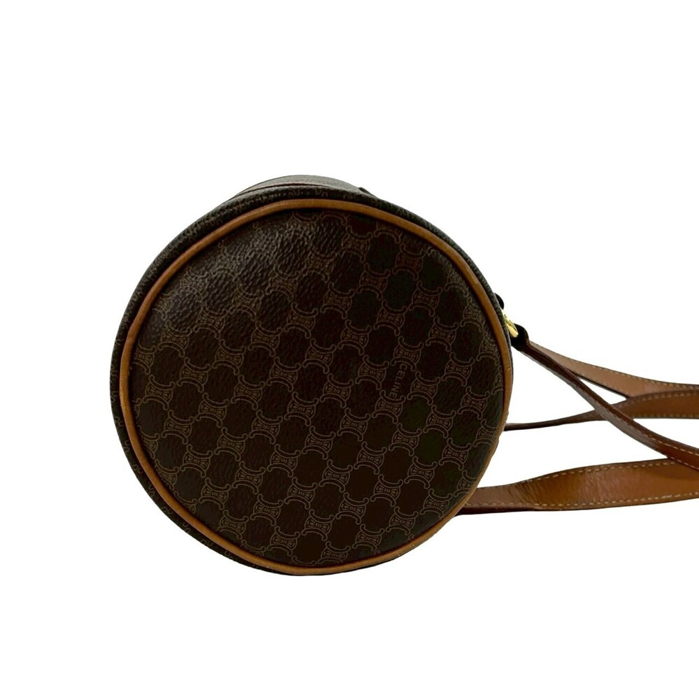 CELINE Vintage Magadham Blazon Triomphe Pattern Leather Handbag Mini Boston B... - Picture 6 of 10